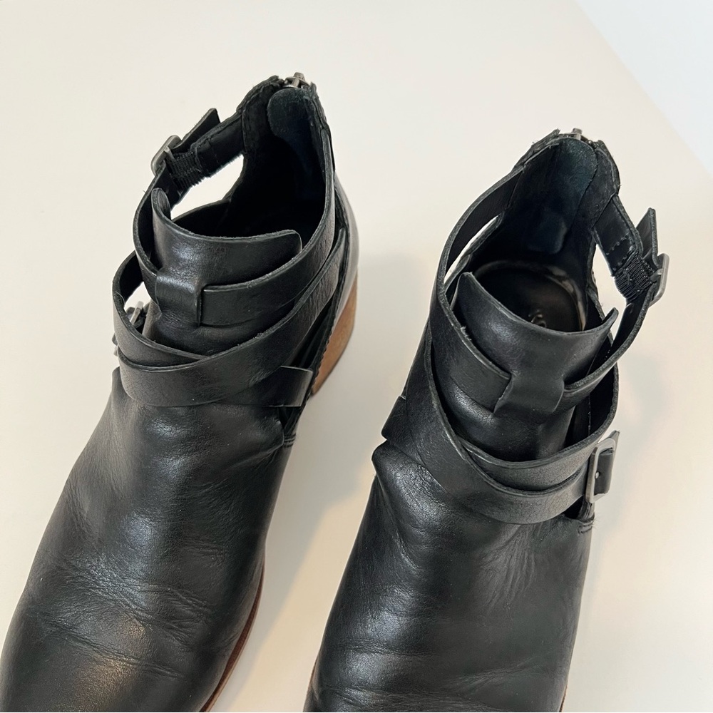 Kork Ease Jardin black leather ankle booties Strappy boots Size 11 Moto boots - Picture 7 of 13